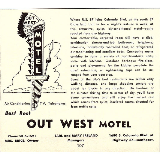 Out West Motel, Silver Saddle Lodge H.F. Klockner Denver CO 1958 Ad AG1-H1