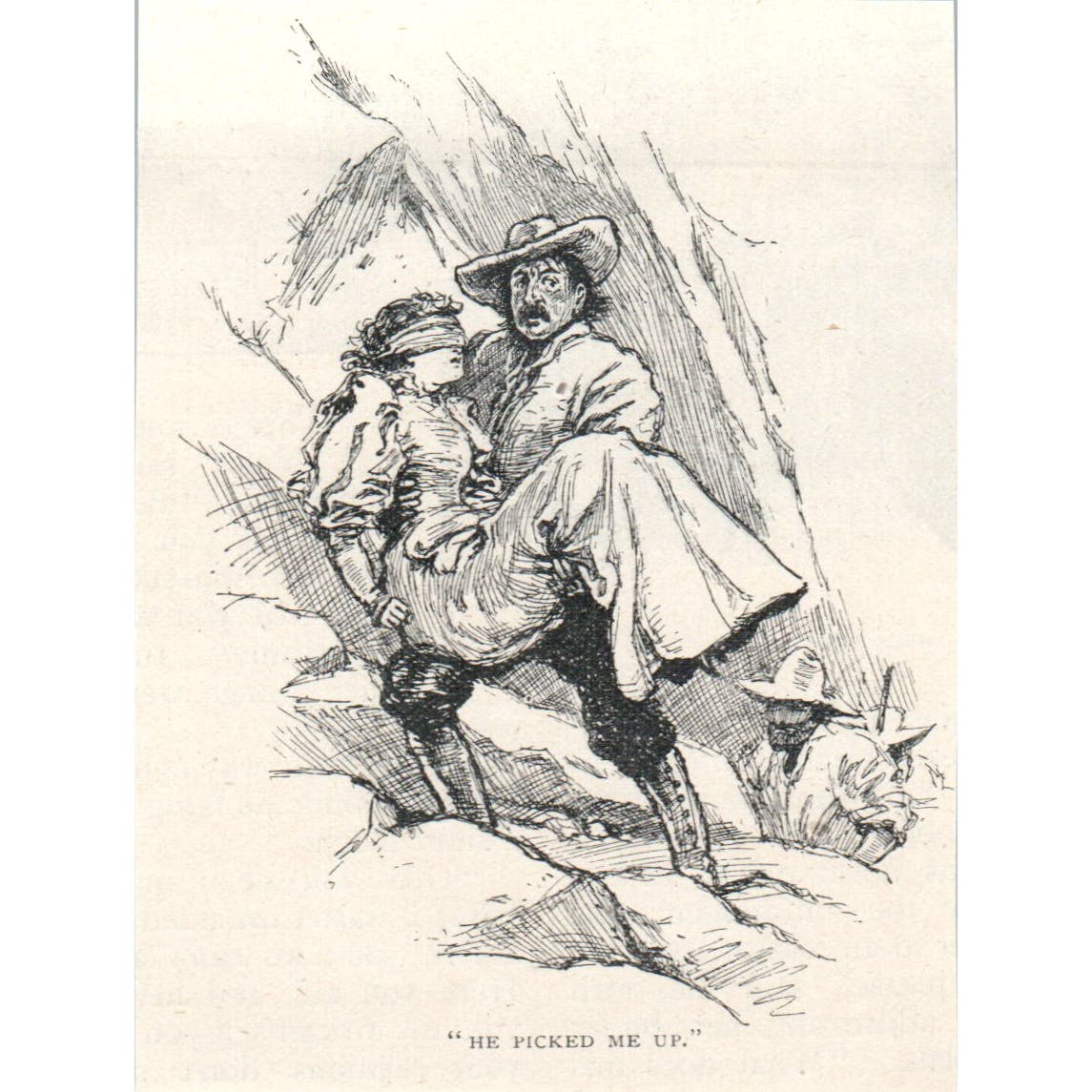 He Picked Me Up Cowboy Western Bandits 1897 Victorian Illustration AE9-TS8