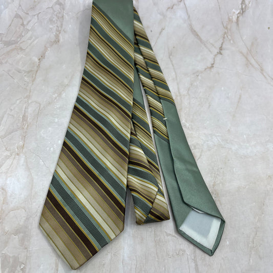 Retro Men's Wemlon by Wembley Polyester Green Stripe Necktie Tie TG9-T2