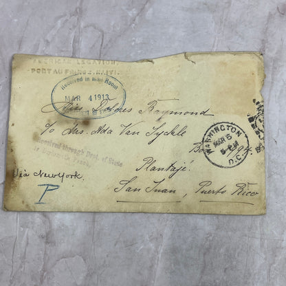 1913 Letter Port Au Prince Haiti San Juan Puerto Rico Dolores Raymond TJ5-E2