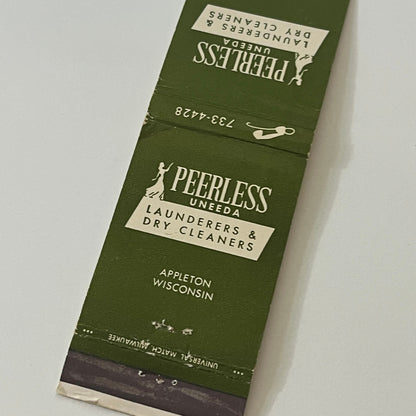 Peerless Uneeda Dry Cleaners Appleton WI Vintage Matchbook TB6-MB2-6