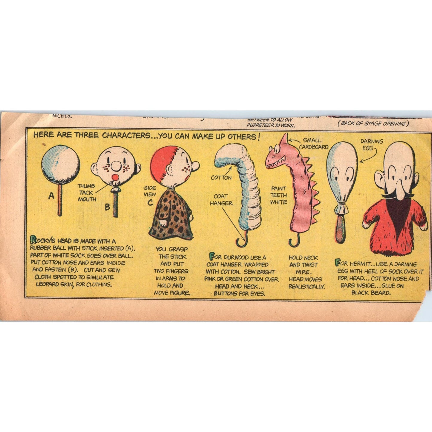 Vintage Puppet Making Tutorial Newspaper Clipping AD7