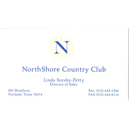 NorthShore Country Club Linda Sorsby-Petty Portland TX Vtg Business Card SE3-B2