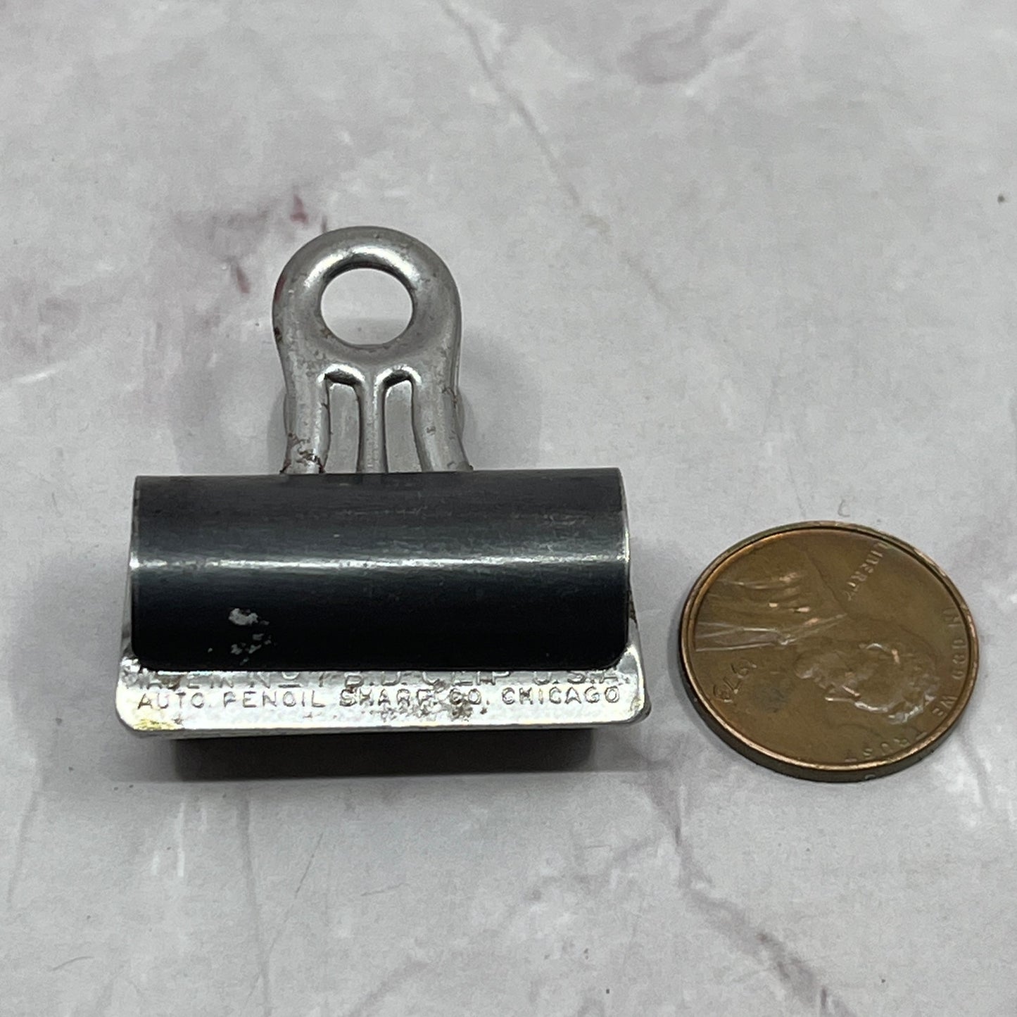 Vintage Auto Pencil Sharp Co. B D Clip Steel Binder Chicago 1 1/4" SB7