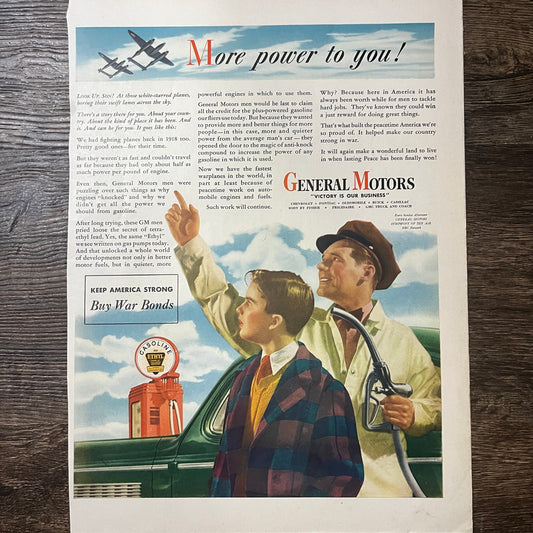 1940s WWII General Motors Symphony of the Air War Bonds Vtg Magazine Ad 11x14 V9