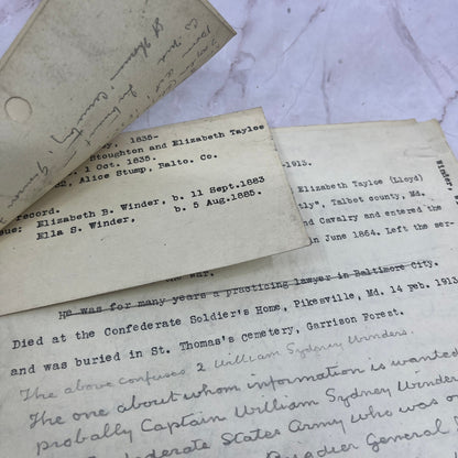 1920s William Sydney Winder Genealogy Research Packet Talbot County MD D22