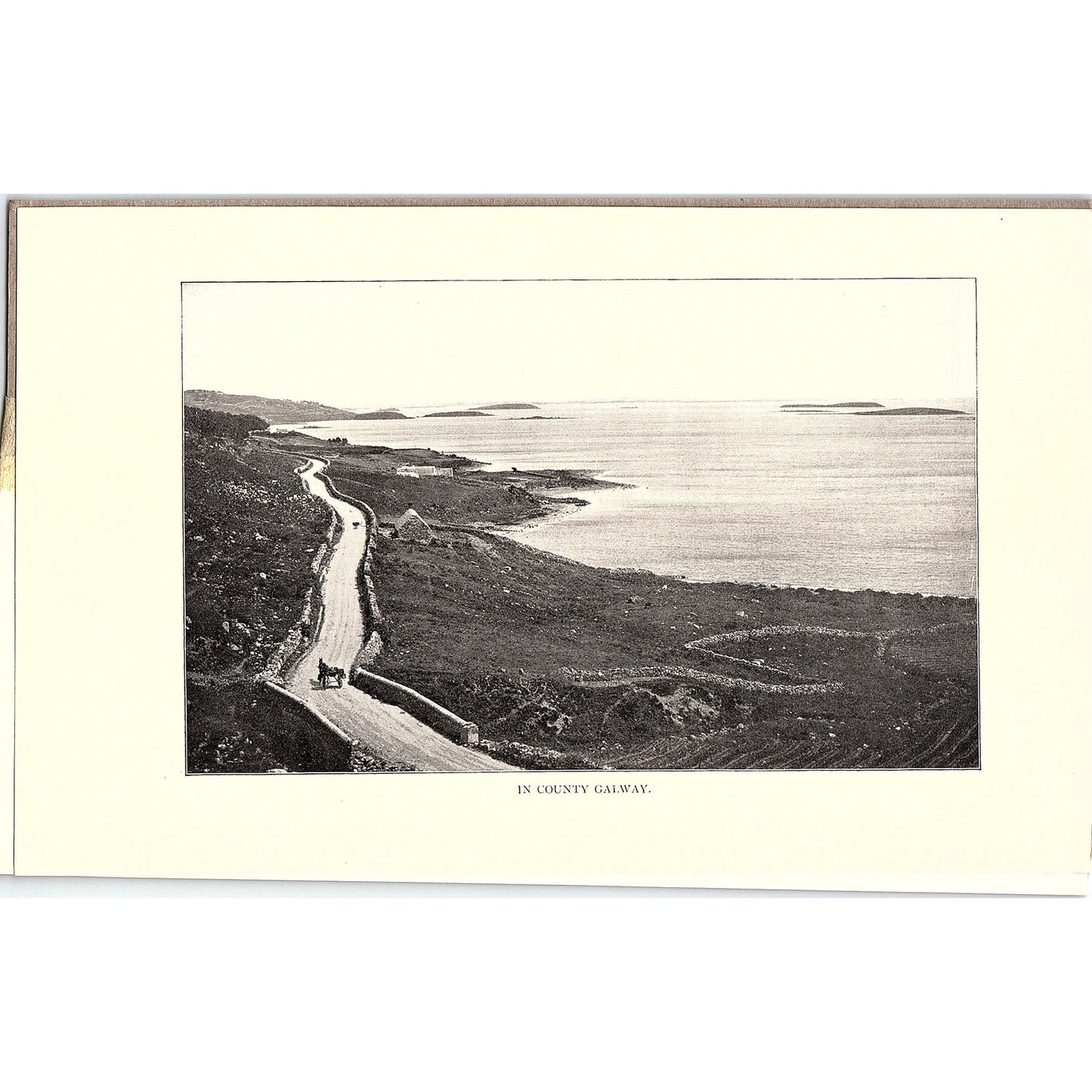 c1920 Aerial View of County Galway Vintage Art Print 5x8" V17