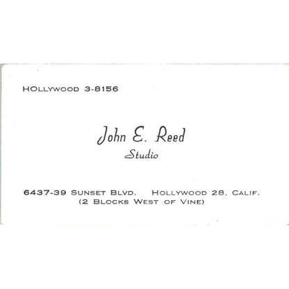 John E. Reed Studio Hollywood California Vintage Business Card SD8-B17