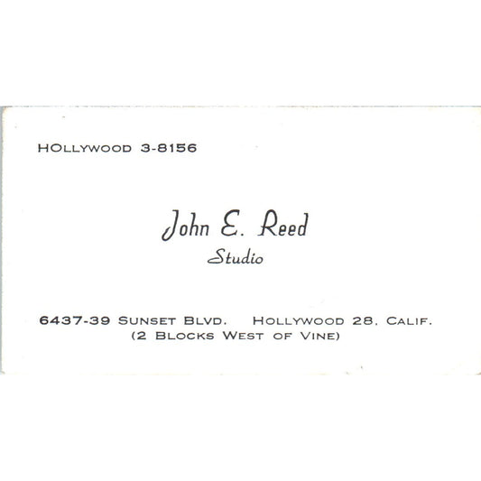 John E. Reed Studio Hollywood California Vintage Business Card SD8-B17
