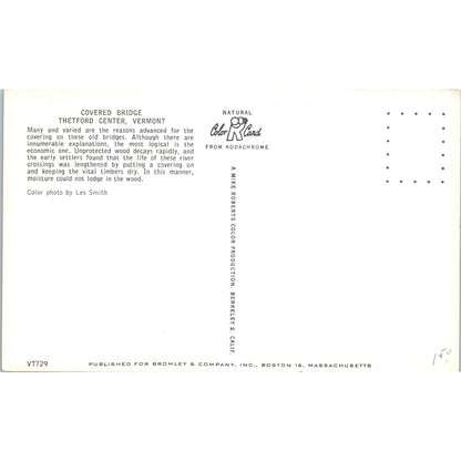 Covered Bridge Thetford Center VT Vintage Covered Bridge Postcard PD6