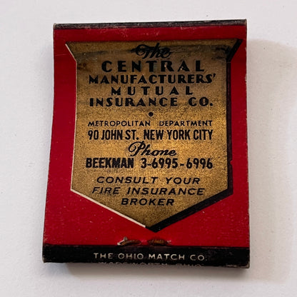 Central Manufacturers Mutual Ins Co NY Vintage Matchbook Cover TB8-MB3-5