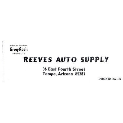 Reeves Auto Supply Tempe AZ 1969 Bowling Program Ad AF6-1