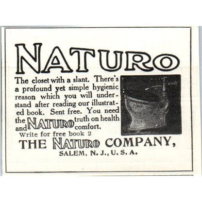 The Naturo Company Salem NJ c1905 Original Magazine Advertisement AE7-A3