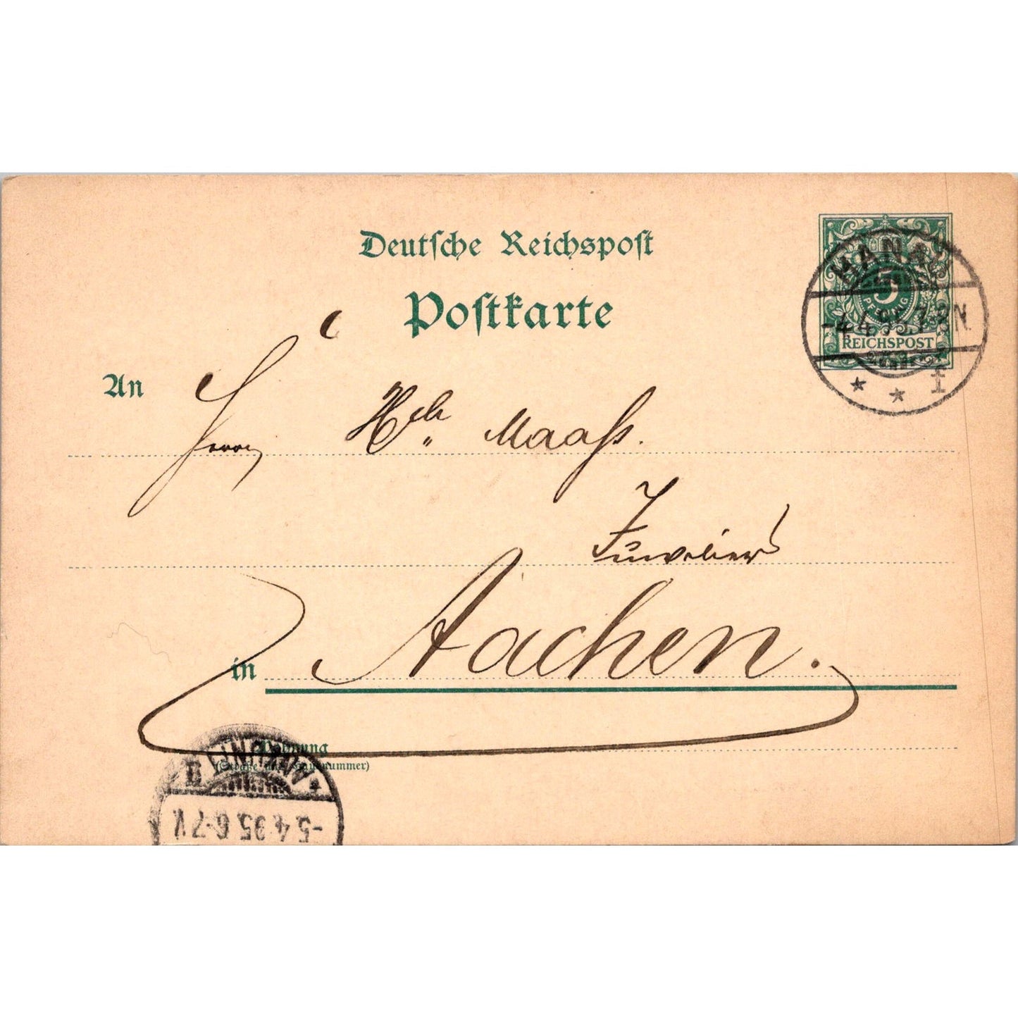 1895 Heinrich Maass Aachen Manau German Reich Postcard P5-12