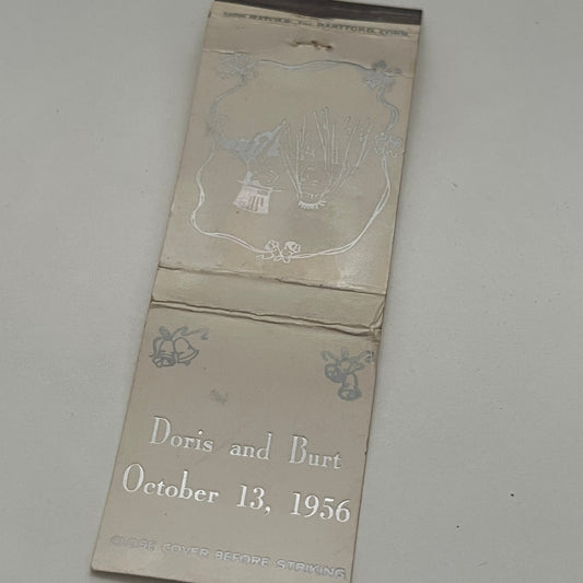 Doris and Burt Wedding Oct 13, 1956 Monogrammed Matchbook Cover MM4-1