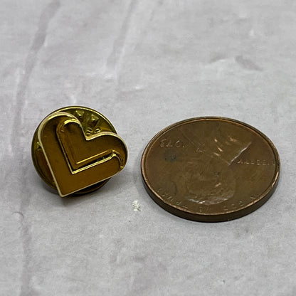 Vintage Gold Tone Heart Lapel Pin Pinback Button SB7-SPB