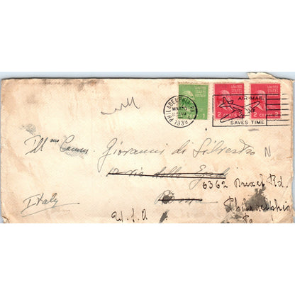 1939 Giovanni Di Silvestro Air-Mail Philadelphia Postal Cover Envelope TG7-PC3