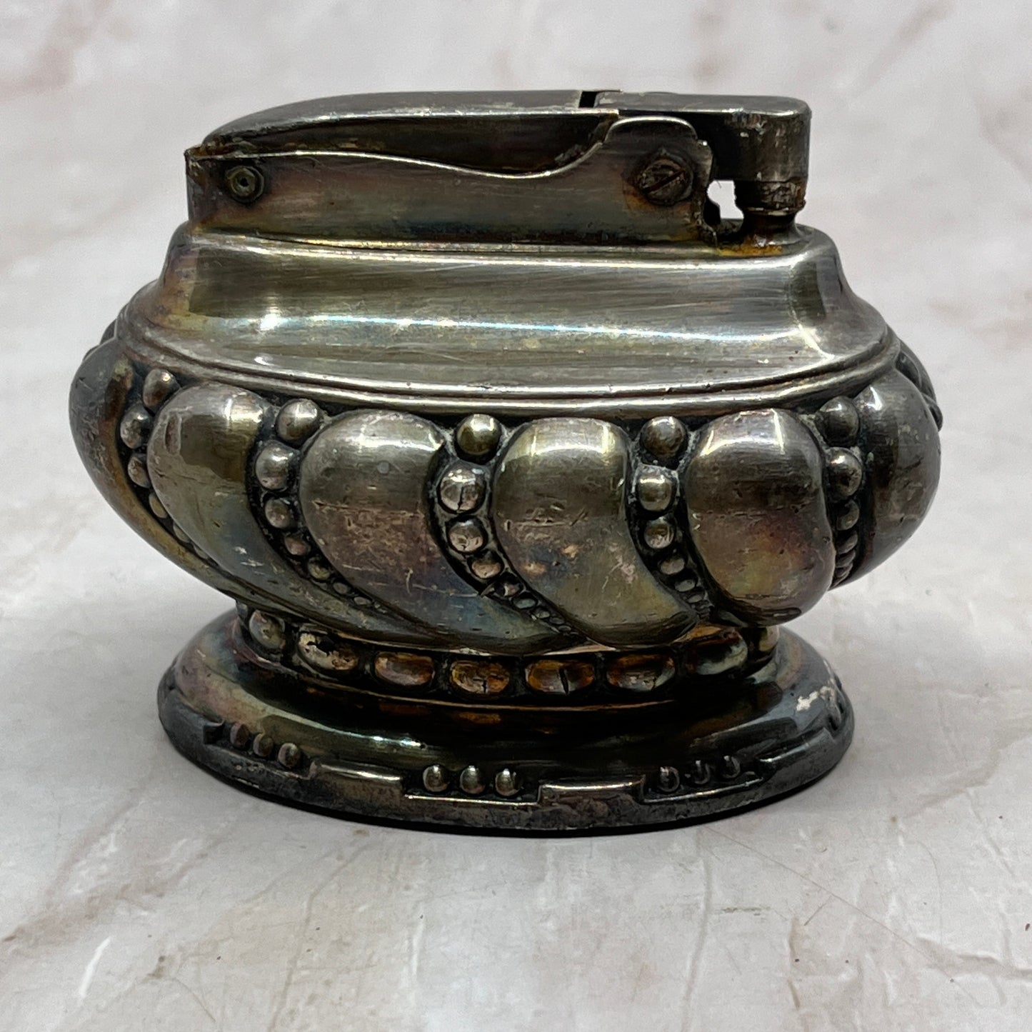 Vintage Art Deco Ronson Crown Silver Plate Table Lighter TL26