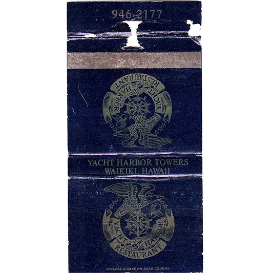 Yacht Harbor Towers Restaurant Waikiki HI Vintage Matchbook TB6-MB2-12
