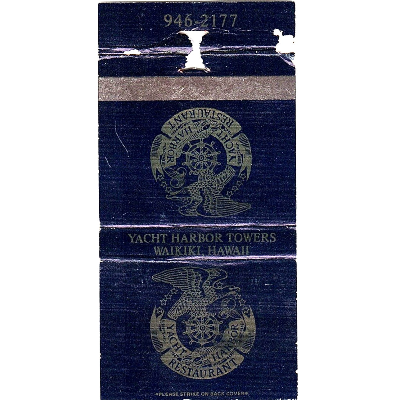 Yacht Harbor Towers Restaurant Waikiki HI Vintage Matchbook MM5-8