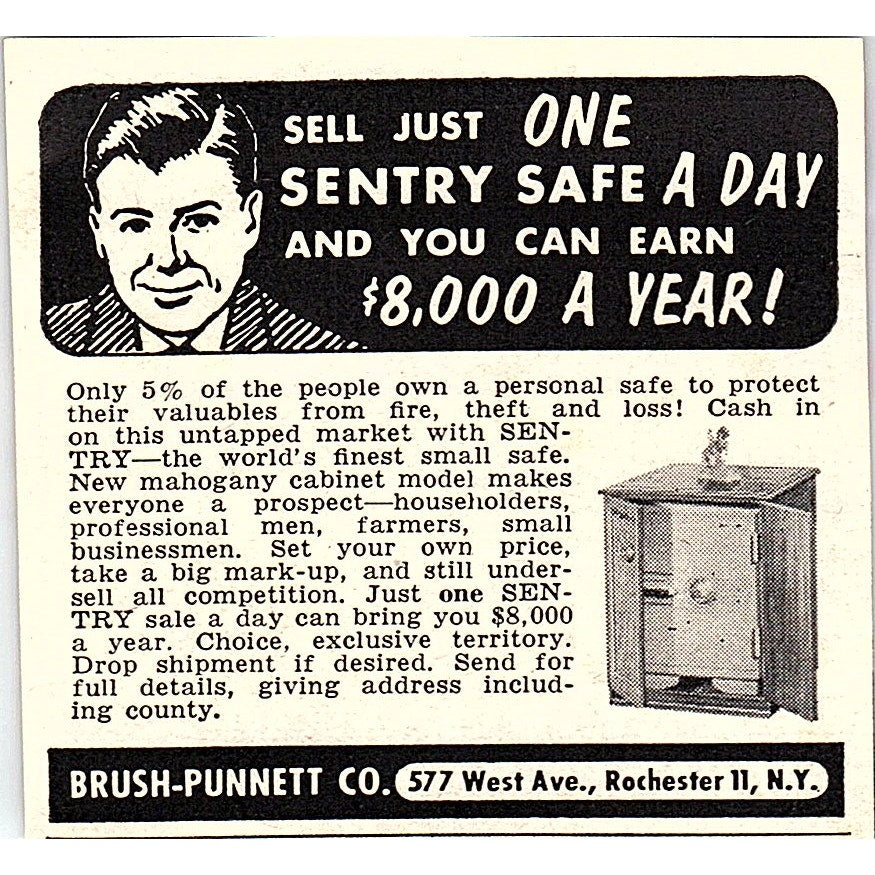 Brush-Punnett Co Sentry Safe Rochester NY 1955 Ad AF9-M4