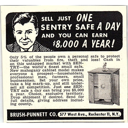 Brush-Punnett Co Sentry Safe Rochester NY 1955 Ad AF9-M4