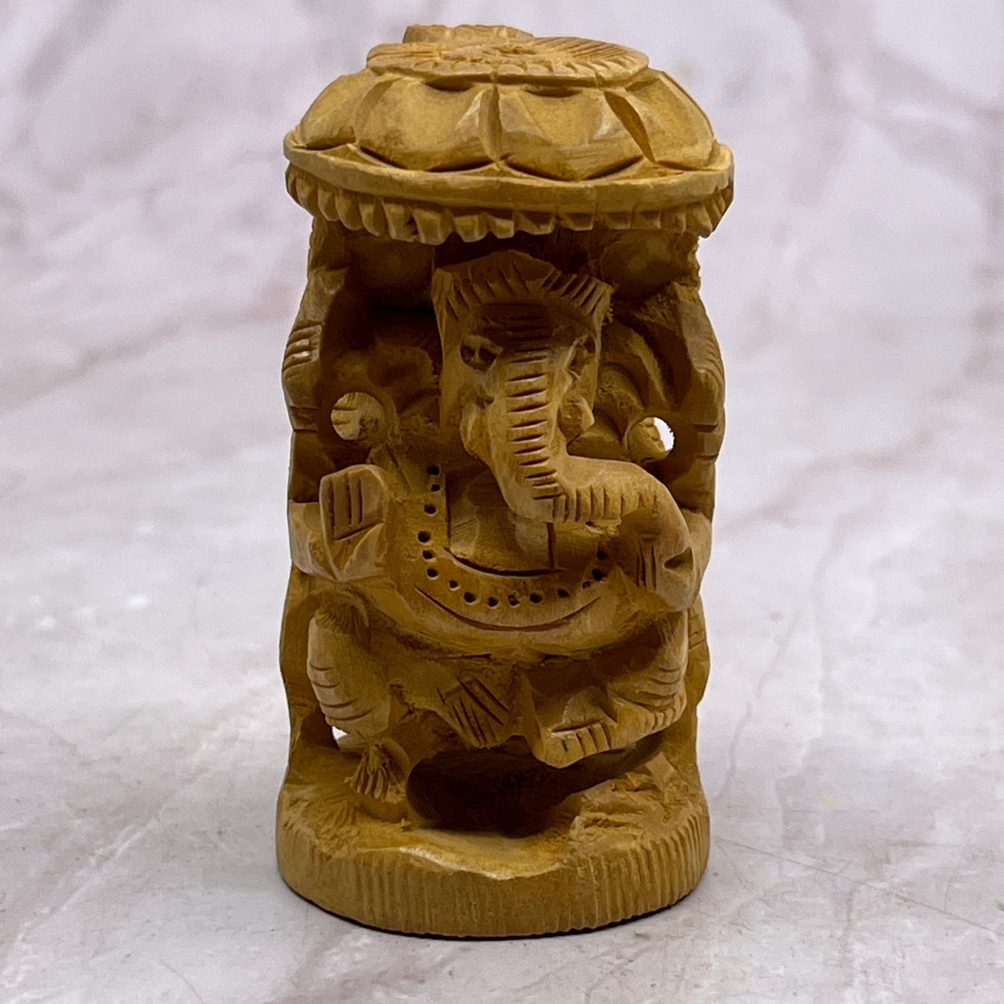 Hand carved wood Hindu elephant god "Ganesh" 1.5x2.5" TF4