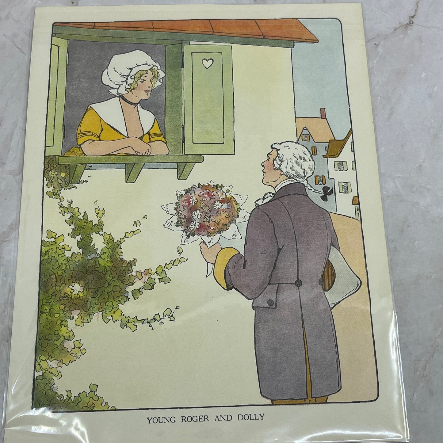Young Roger and Dolly Mother Goose Nursery Rhyme Vintage Print Wright FL6-9