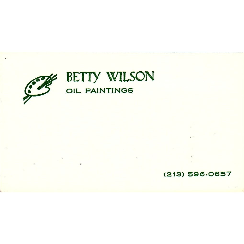 Betty Wilson Oil Paintings Artist Los Angeles CA Vintage Business Card SE3-B11