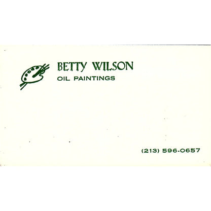 Betty Wilson Oil Paintings Artist Los Angeles CA Vintage Business Card SE3-B11
