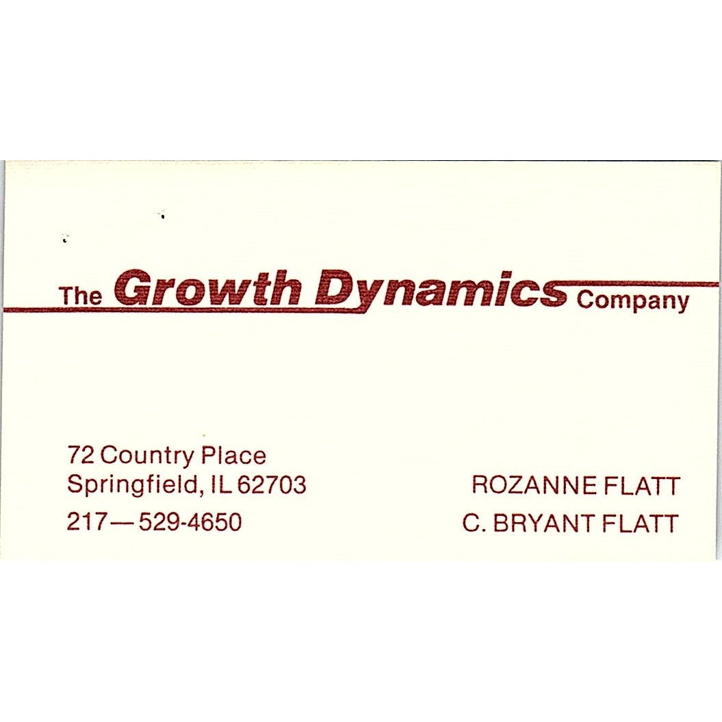 The Growth Dynamics Co Rozanne & C.Bryant Flatt Springfield Business Card SC9-B4