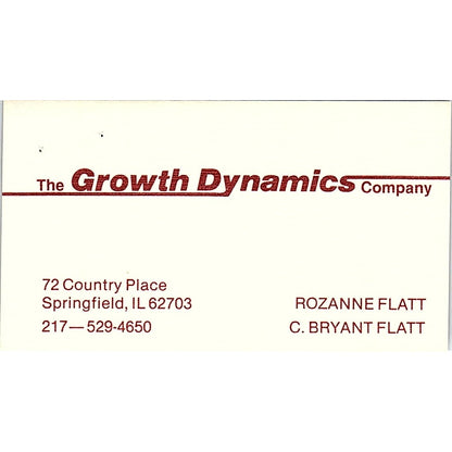 The Growth Dynamics Co Rozanne & C.Bryant Flatt Springfield Business Card SC9-B4