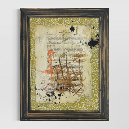 Original Framed Mixed Media Abstract Art Painting 11x14 "Desert Menu"