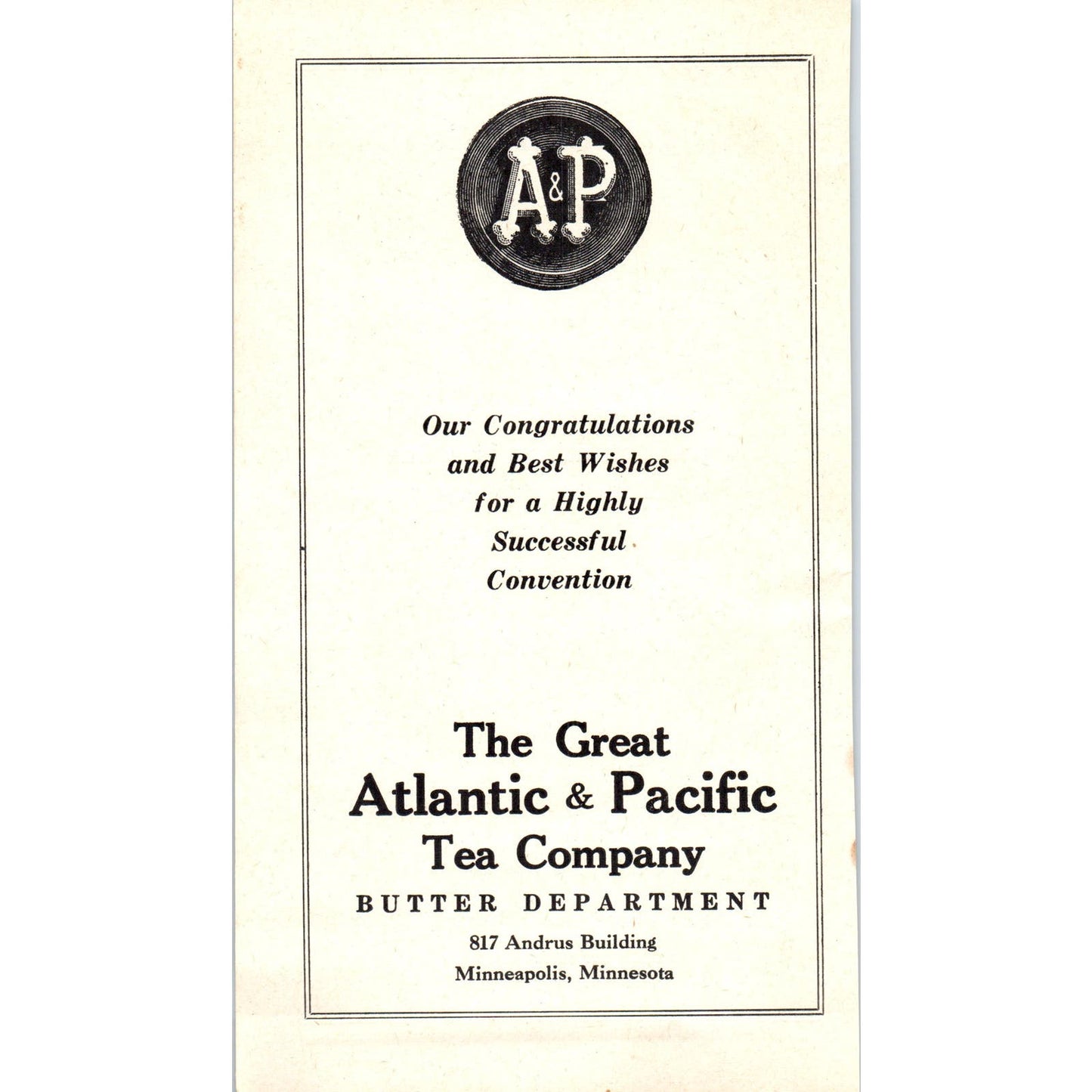 Dairy Chemical Co Ft. Dodge IA, A&P Tea Co Butter Department 1953 Ad AE9-DC1