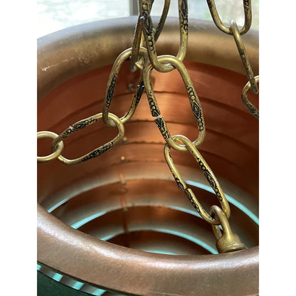 Original Frank Stone Art Hanging Light Fixture Copper Brutalist MCM Signed 21"