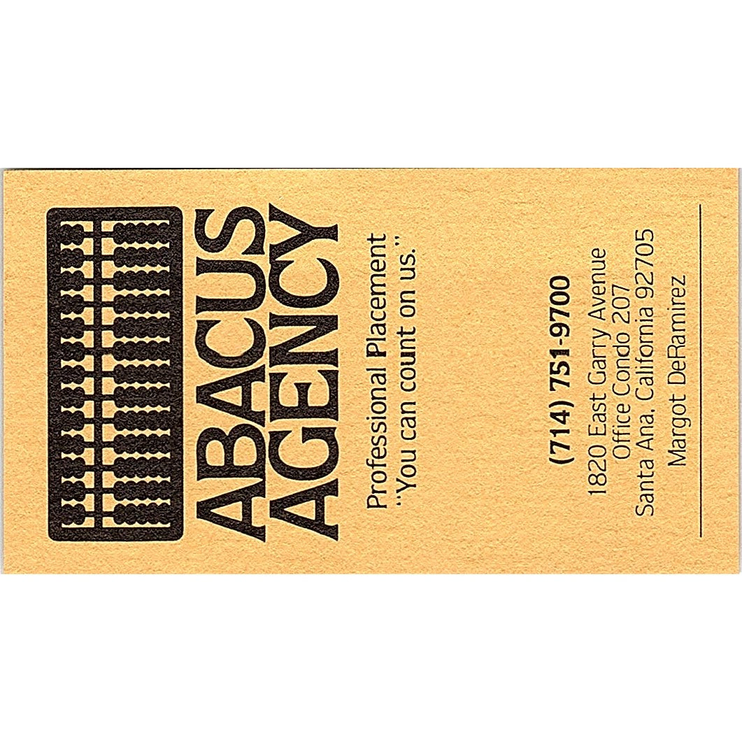 Abacus Agency Margot DeRamirez Santa Ana CA Vintage Business Card SF3-B7