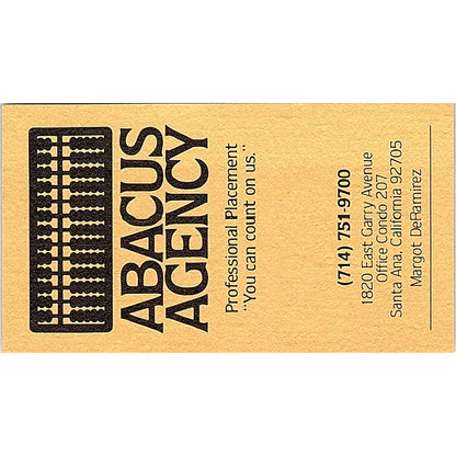 Abacus Agency Margot DeRamirez Santa Ana CA Vintage Business Card SF3-B7