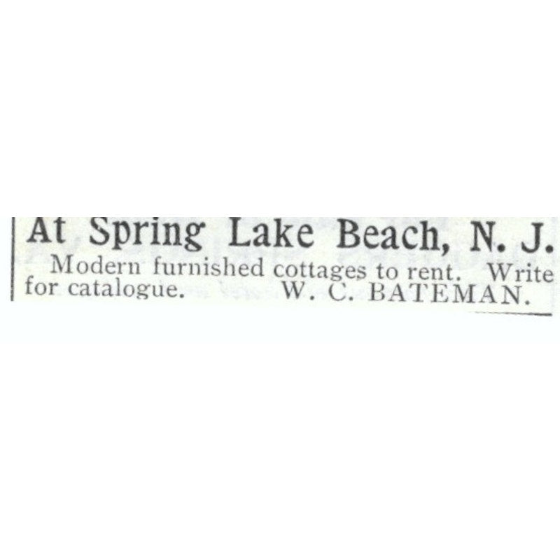 Spring Lake Beach NJ Cottages W.C. Bateman 1903 Magazine Ad AF7-SS2
