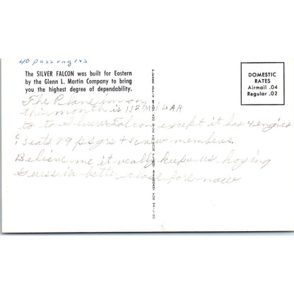 Silver Falcon Glenn L. Martin Company Vintage Postcard PC19