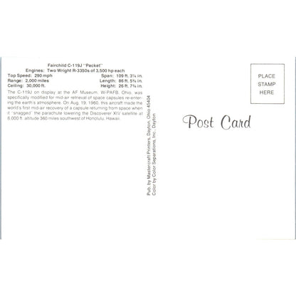 Fairchild C-119J Packet Vintage Postcard PC19