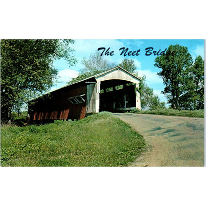 Neet Bridge Little Raccoon Creek Rockville IN Covered Bridge Postcard PC2