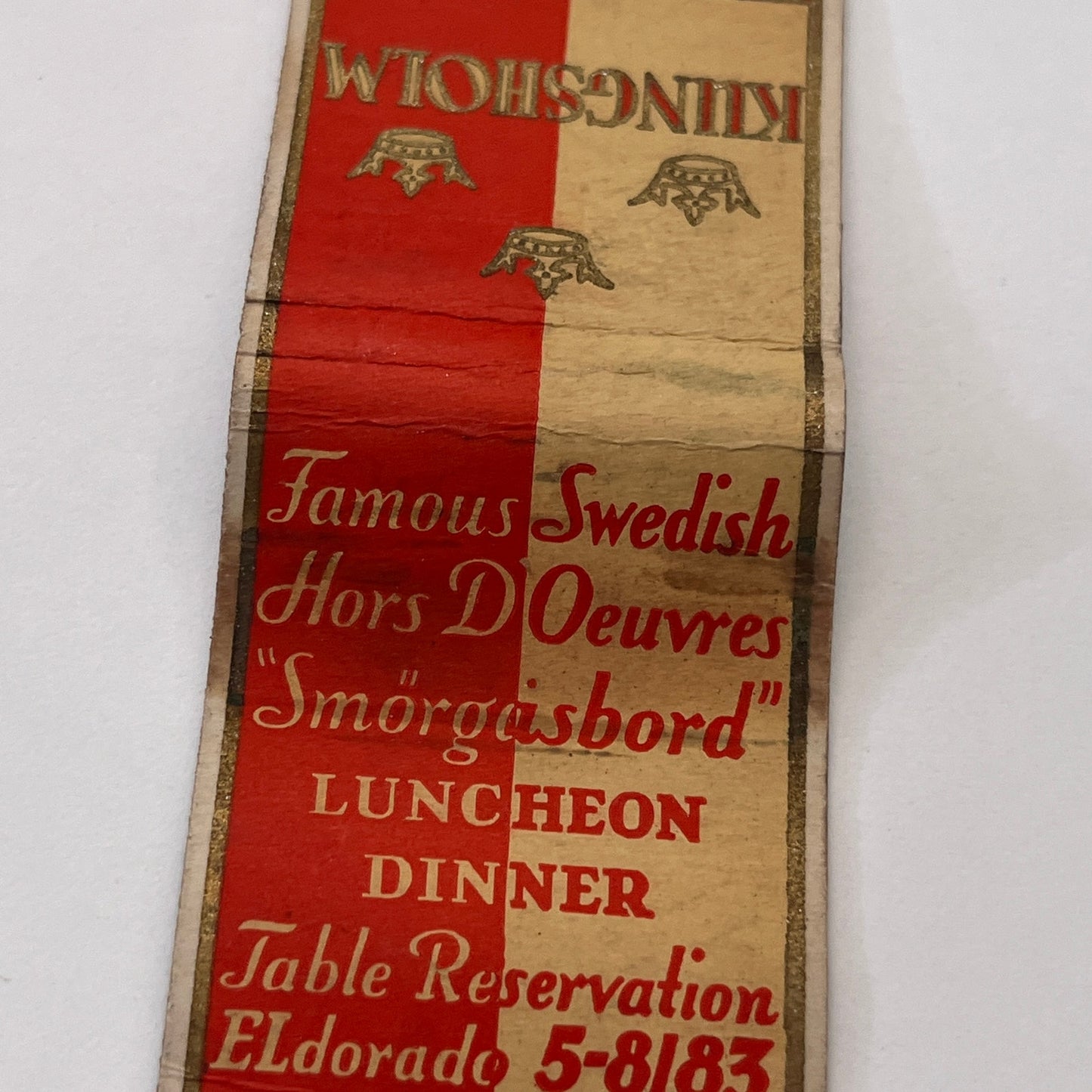 Kingsholm Smorgasbord 142 E. 55th St Vintage Matchbook Cover TB8-MB-14