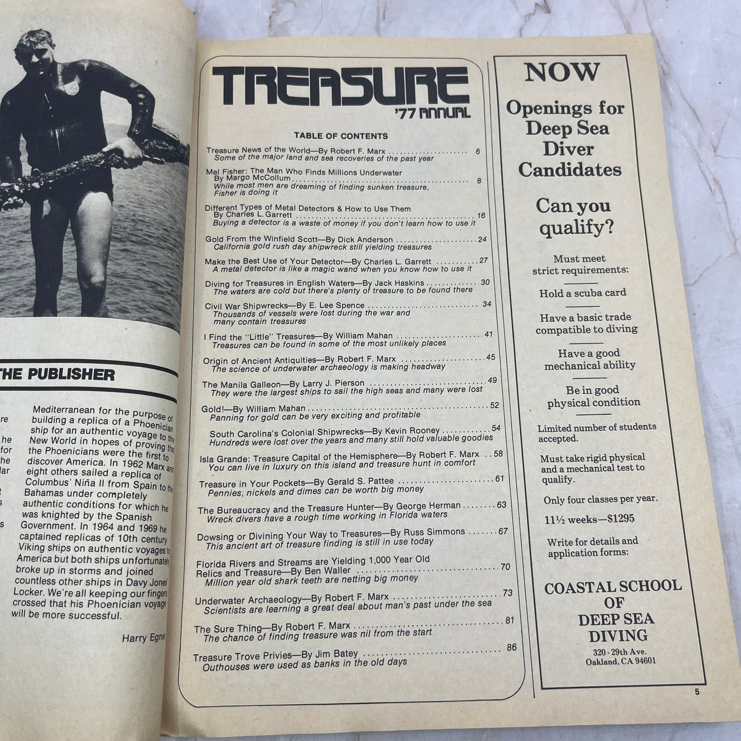 1977 Argosy Treasure Hunting Annual Magazine Mel Fisher Panama Treasure M20