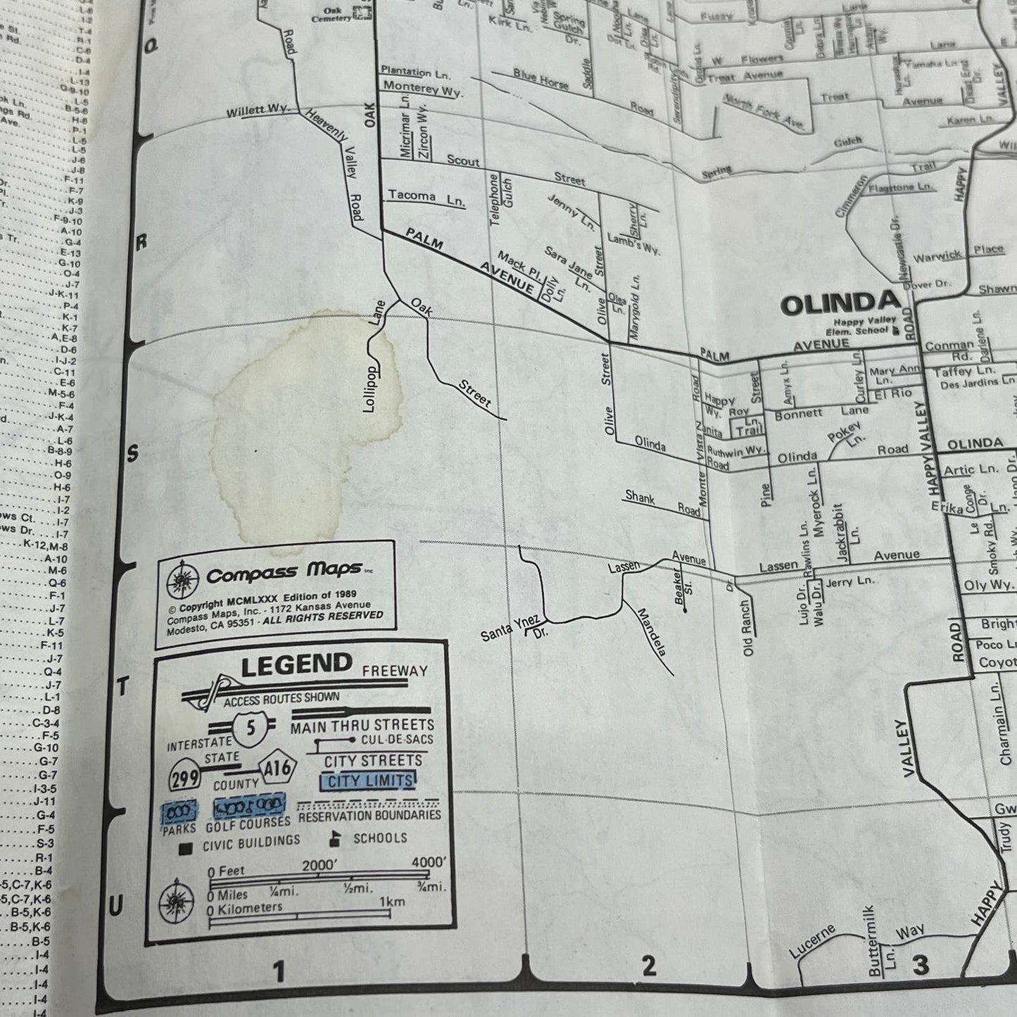 1989 Rand McNally Redding & Red Bluff California Fold Out Map TG9-E2