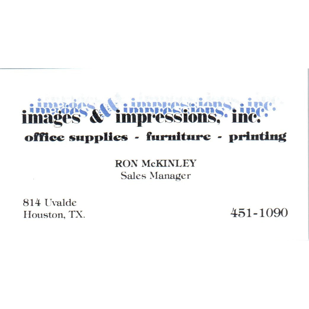 Images & Impressions Inc Ron McKinley Houston TX Vintage Business Card SD4-B3