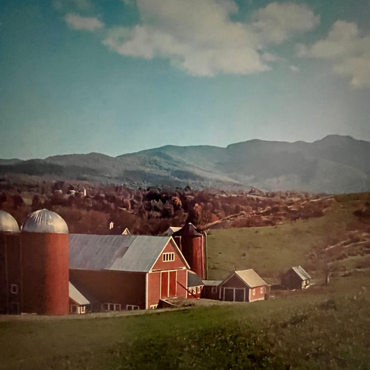 Vintage Red Farmstead in Vermont Scene 12x16" Art Print FL1