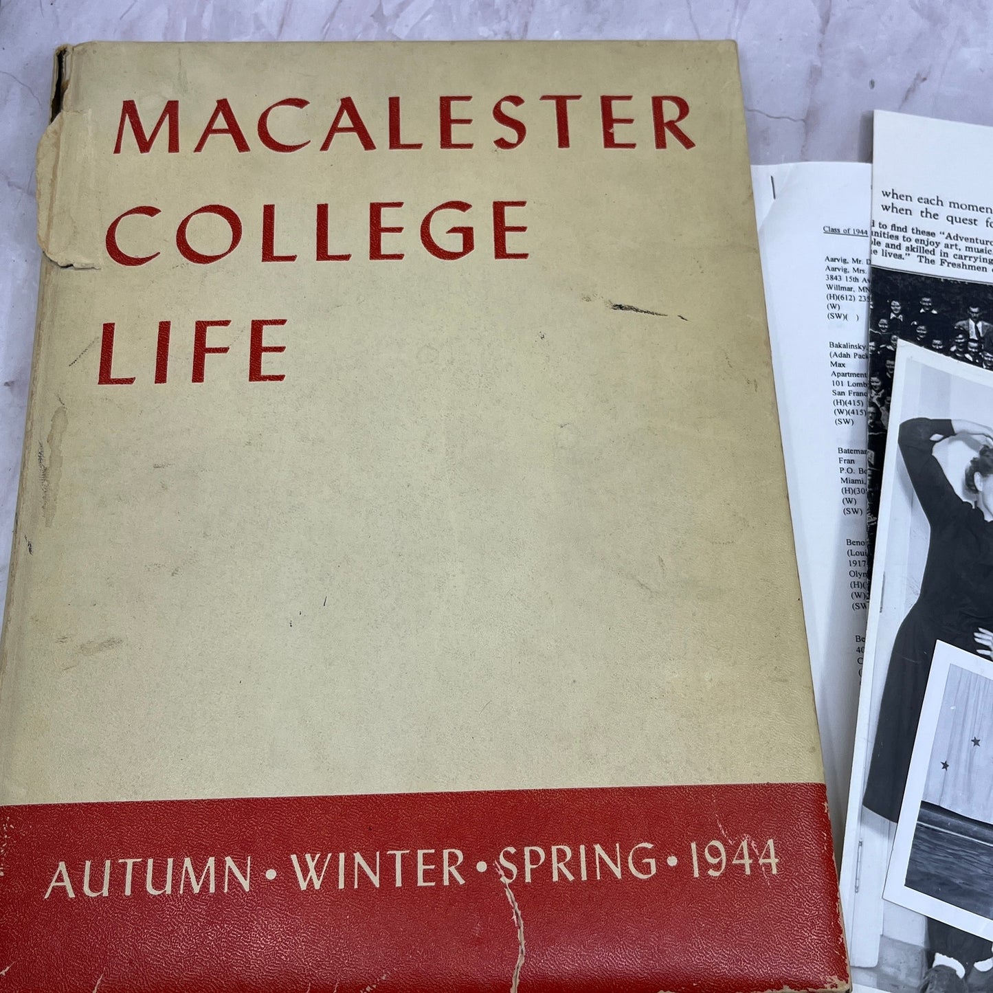 Macalester College Life 1944 Yearbook With Pictures & 50th Reunion Papers TH2