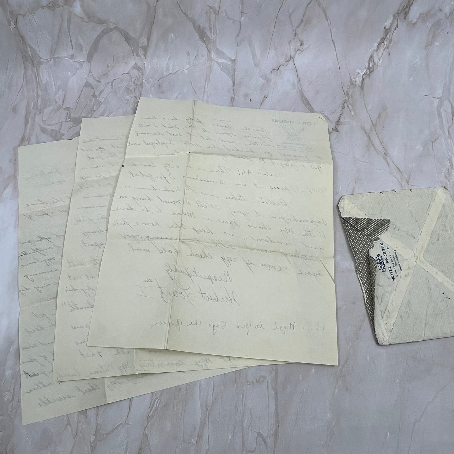 1937 Handwritten Letter Hotel Phoenix Copenhagen Denmark to Minneapolis MN AE3