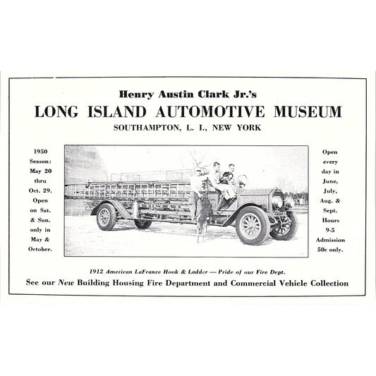 Henry Austin Clark Jr.'s Long Island Automotive Museum Southampton 1950 Ad AF6-6