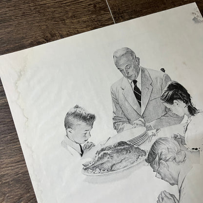 Family Praying Blessings Norman Rockwell MA Mutual Vintage Magazine Ad 10x14 V7